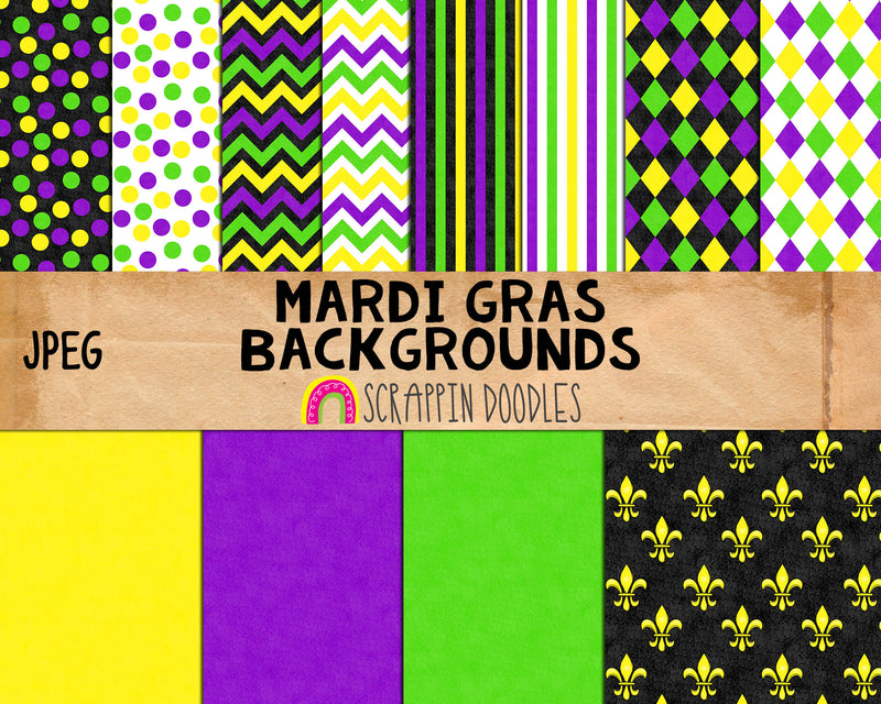 Mardi Gras Backgrounds - New Orleans 12" x 12" Party Backgrounds Clip Art