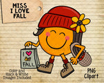 Miss I Love Fall PNG ClipArt - Autumn Shopping Girl - Sublimation PNG Graphics