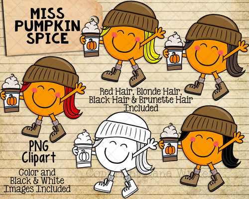 Miss Pumpkin Spice PNG ClipArt - Pumpkin Spice Lover - Sublimation PNG Graphics