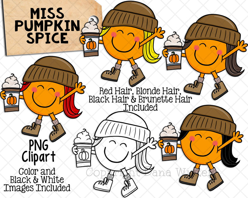 Miss Pumpkin Spice PNG ClipArt - Pumpkin Spice Lover - Sublimation PNG Graphics