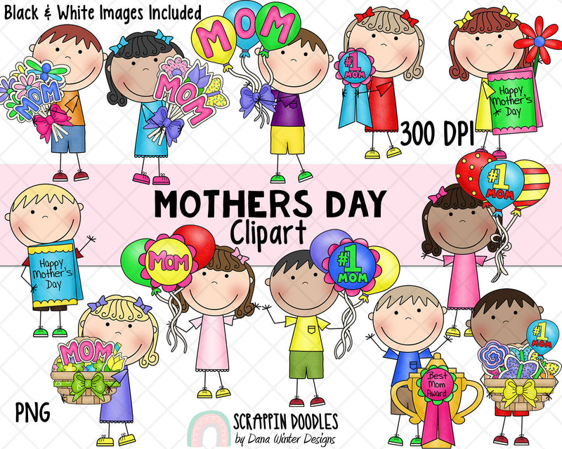 Mothers Day Clipart - Mothers Day Kids ClipArt - Mom Clipart - Mum Clipart - Mothers Day Sublimation Designs - Mothers Day Gifts 