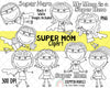 Super Mom ClipArt - Mothers Day Clipart - Mom Clipart - Mum Clipart - Mothers Day Sublimation Designs - Mothers Day Gifts