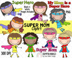 Super Mom ClipArt - Mothers Day Clipart - Mom Clipart - Mum Clipart - Mothers Day Sublimation Designs - Mothers Day Gifts