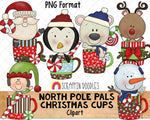 North Pole Pals Clipart - Christmas Cocoa Cups Clipart - Instant Download