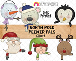 North Pole Pals Clipart - Peekers Clipart - Instant Download