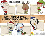 North Pole Pals Clipart - Christmas Wish List Clipart - Instant Download - Hand Drawn PNG