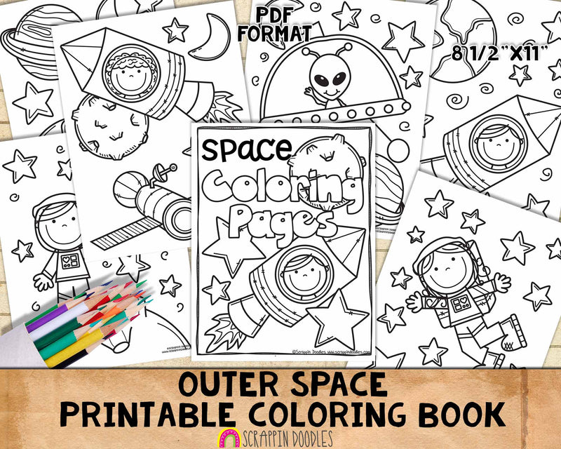 Outer Space Coloring Book - Astronaut Coloring Pages - Printable PDF Coloring Book