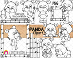 Panda ClipArt - Baby Pandas - Bamboo Frame - Nursery Commercial Use PNG