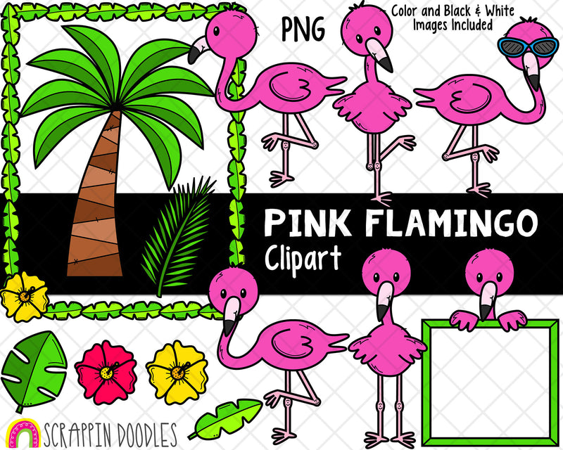 Pink Flamingo ClipArt - Cute Flamingo Clipart - Flamingos - Bird ClipArt - Flamingo Habitat - Graphics - Flamingos Posing