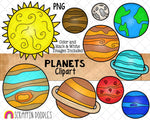 Planets Clipart - Saturn - Uranus - Neptune - Mars - Jupiter - Mercury - Earth - Venus - Sun - Sublimation - Hand Drawn PNG