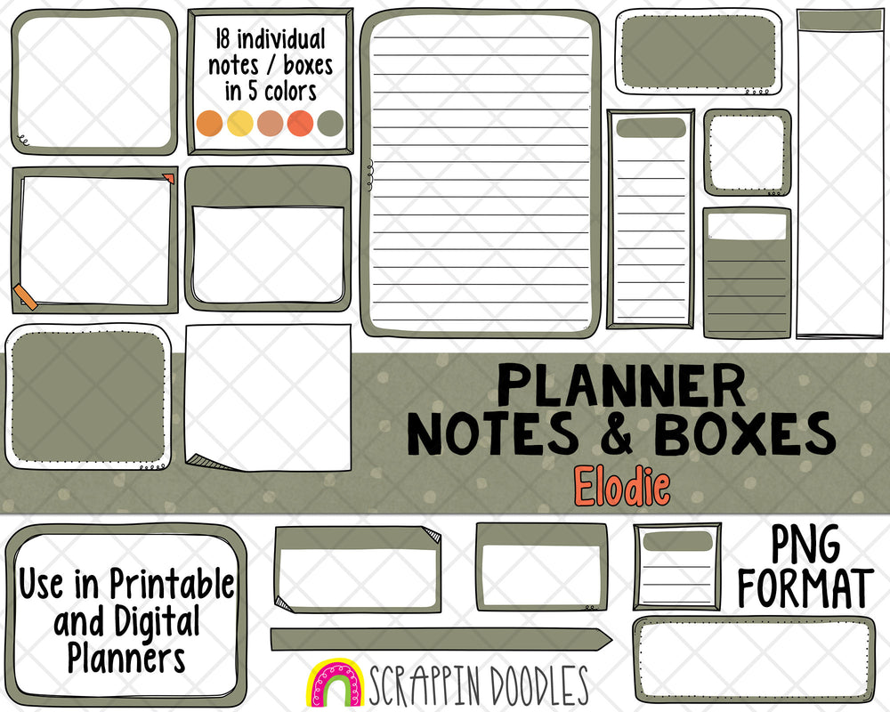 Planner Notes & Boxes - Elodie - Planner Templates - Digital Planner T ...