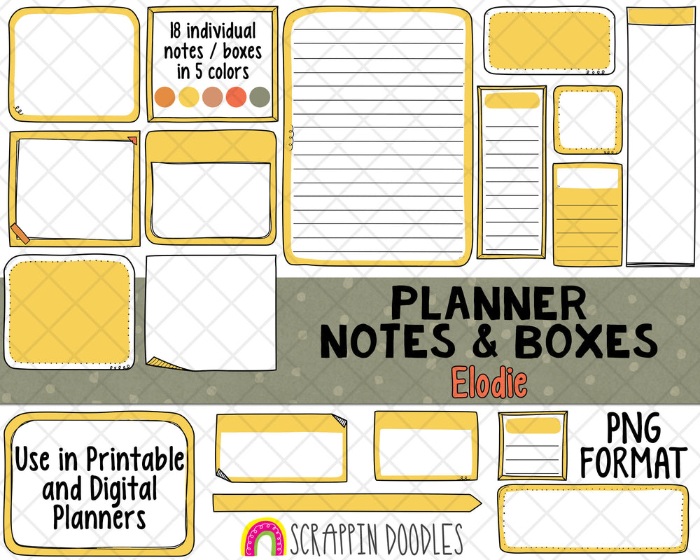 Planner Notes & Boxes - Elodie - Planner Templates - Digital Planner T ...