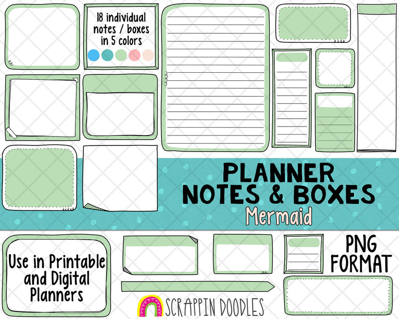 Planner Notes & Boxes - Elodie - Planner Templates - Digital Planner Templates - Planners Frames and Borders - Hand Drawn PNG