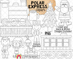 Polar Express ClipArt - North Pole Christmas Clip Art - Christmas Train - Santa Claus - Commercial Use PNG Sublimation