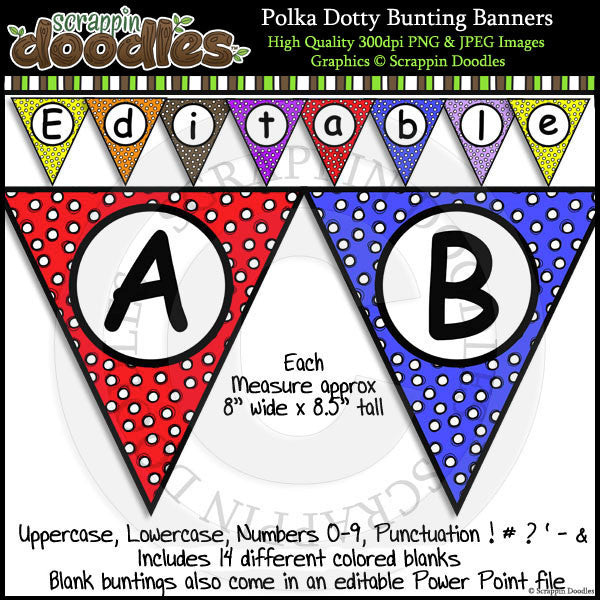 Polka Dotty Editable Bunting Banners