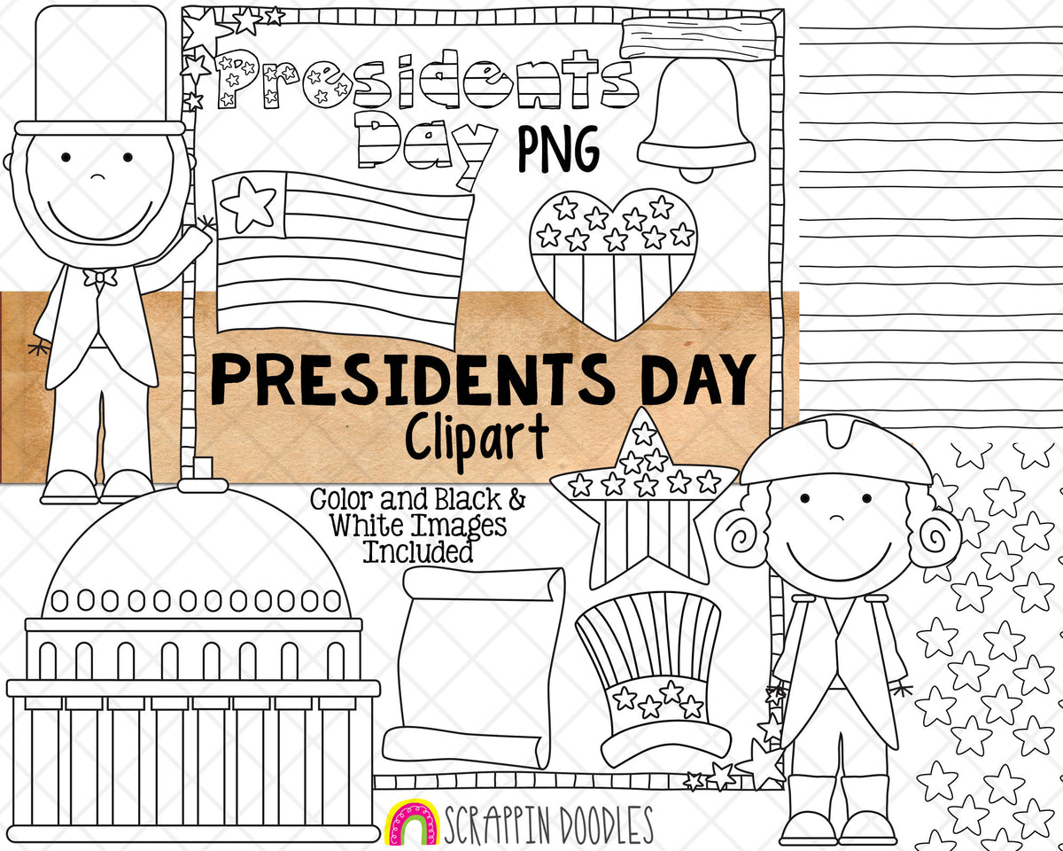 President's Day ClipArt - Presidents Day - Liberty Bell - USA Flag - Past Presidents United States ClipArt - George Washington - PNG
