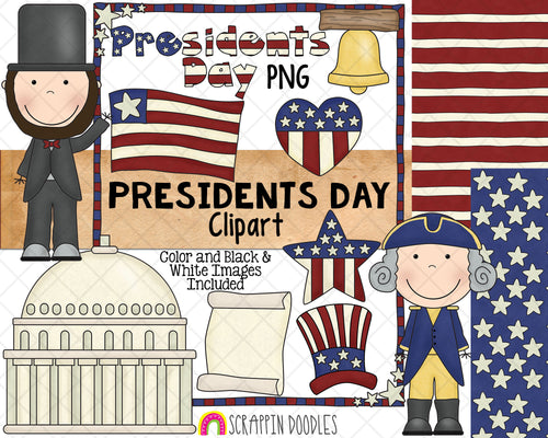 President's Day ClipArt - Presidents Day - Liberty Bell - USA Flag - Past Presidents United States ClipArt - George Washington - PNG