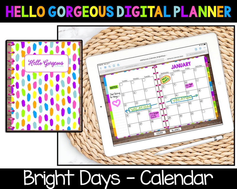 Bright Days Digital Planner - Calendar & Blanks - Undated Instant Download