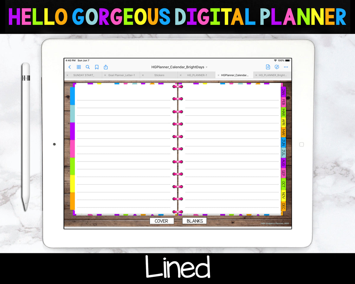 Bright Days Digital Planner - Calendar & Blanks - Undated Instant Download