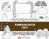 Pumpkin Patch Clipart - Fall Autumn Clipart - Fall Farm Clipart - Pumpkin Vine - Wagon - Pumpkins Clipart- Hand Drawn