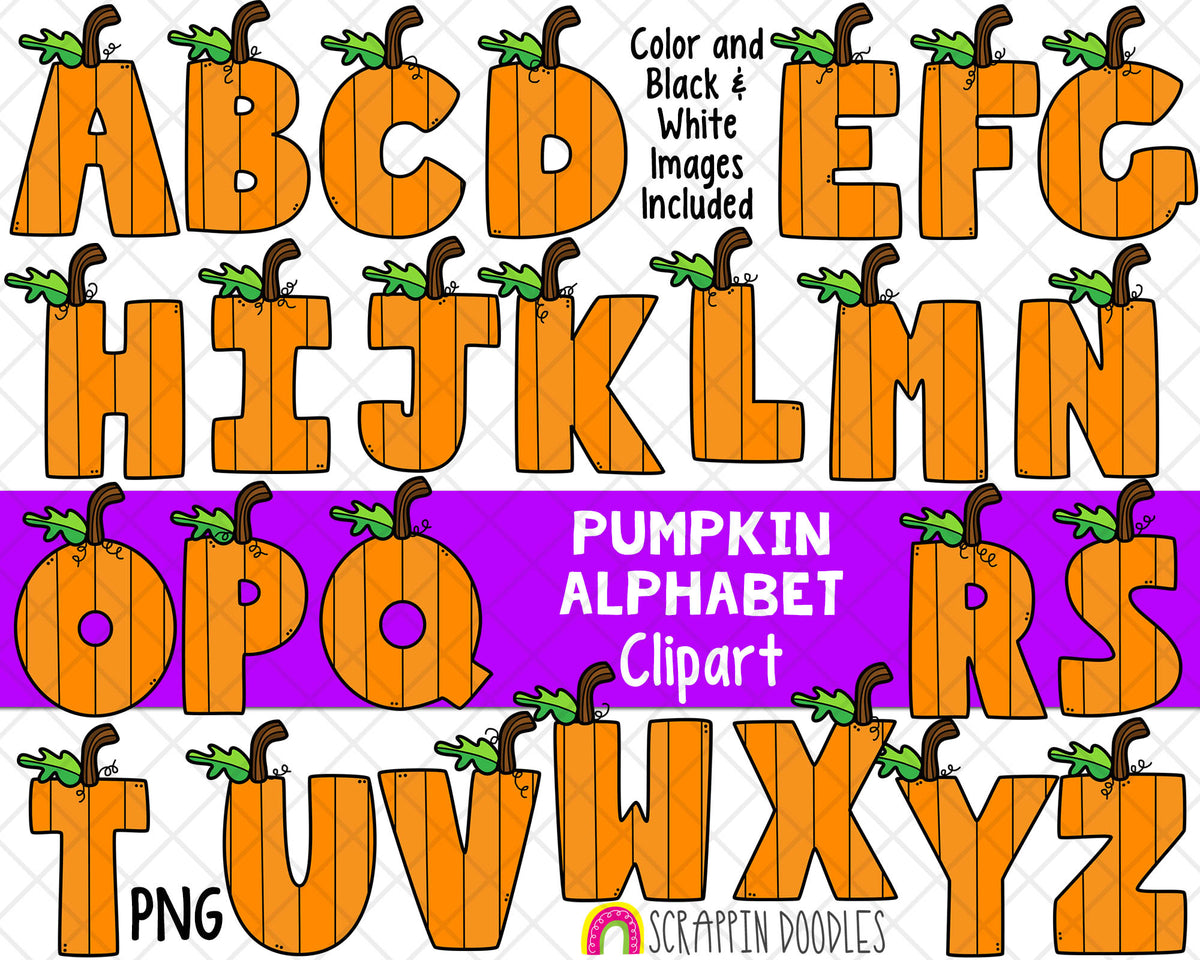 Pumpkin Alphabet ClipArt - Cute Pumpkin Clip Art - Pumpkin Numbers - Math Signs