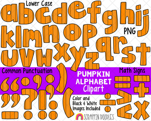 Pumpkin Alphabet ClipArt - Cute Pumpkin Clip Art - Pumpkin Numbers - Math Signs