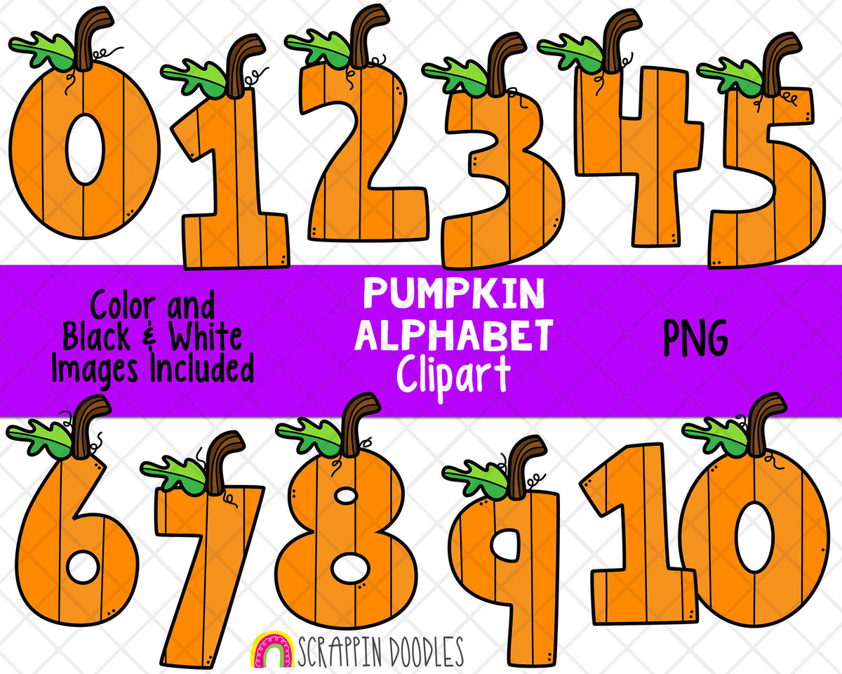 Pumpkin Alphabet ClipArt - Cute Pumpkin Clip Art - Pumpkin Numbers - Math Signs