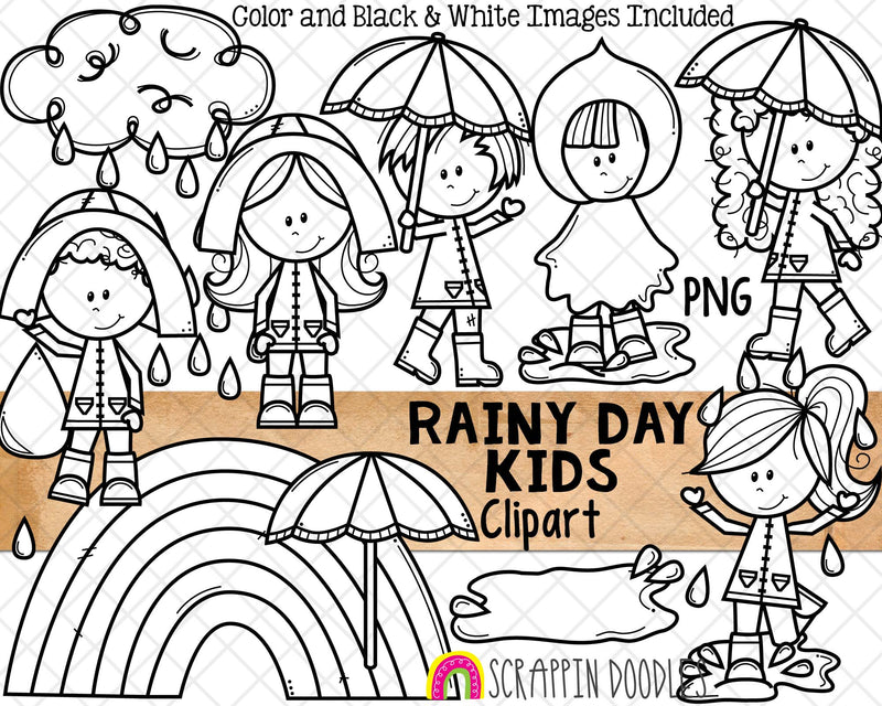 rainy day kids clipart