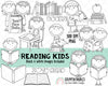 Reading Kids ClipArt - Library ClipArt - Book Lover ClipArt - Instant Download -School Reading Program Graphics 