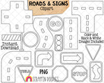 Roads and Signs ClipArt - Road Pieces - Create A Road Scene - Traffic Light Graphics - Commercial Use PNG