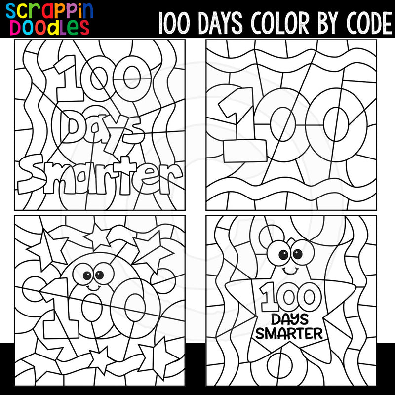 100 Days of School Color By Code Templates Commercial Use