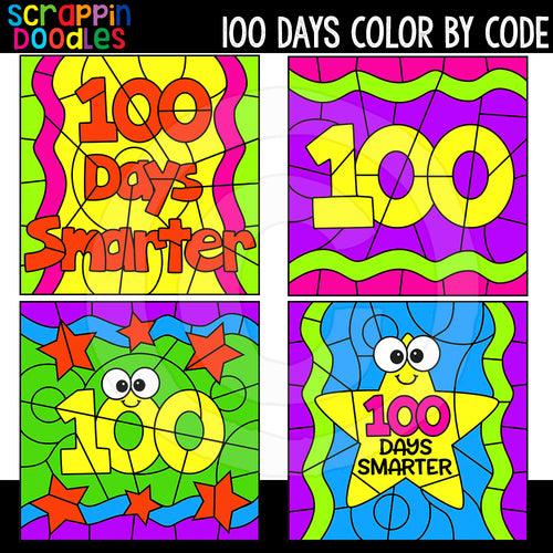 100 Days of School Color By Code Templates Commercial Use