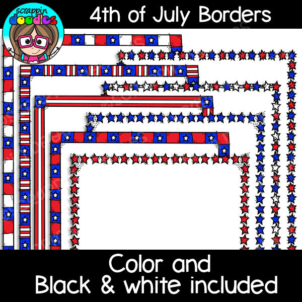 4th of July USA Borders Clipart