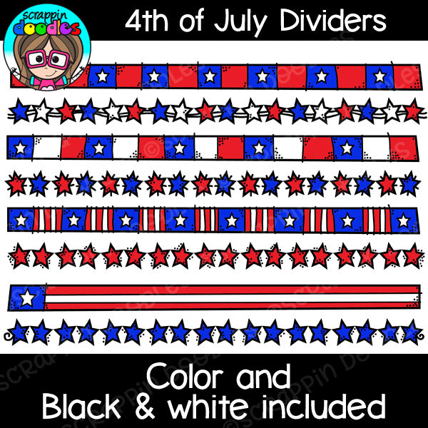 4th of July USA Dividers Clipart