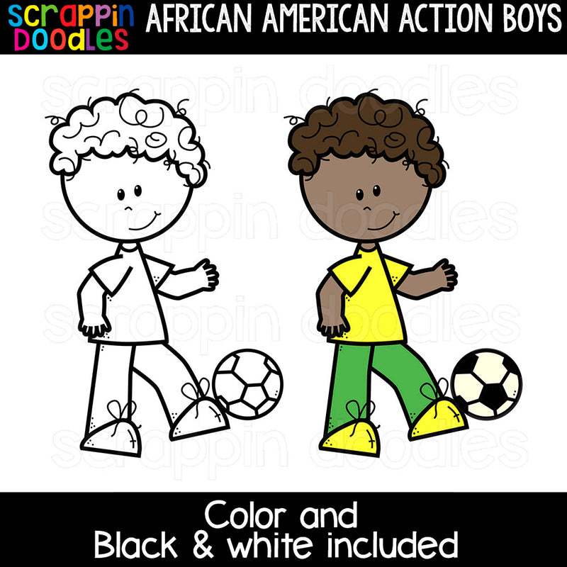 Multicultural Action Kids Clipart Bundle