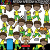 African American Action Boys Clipart