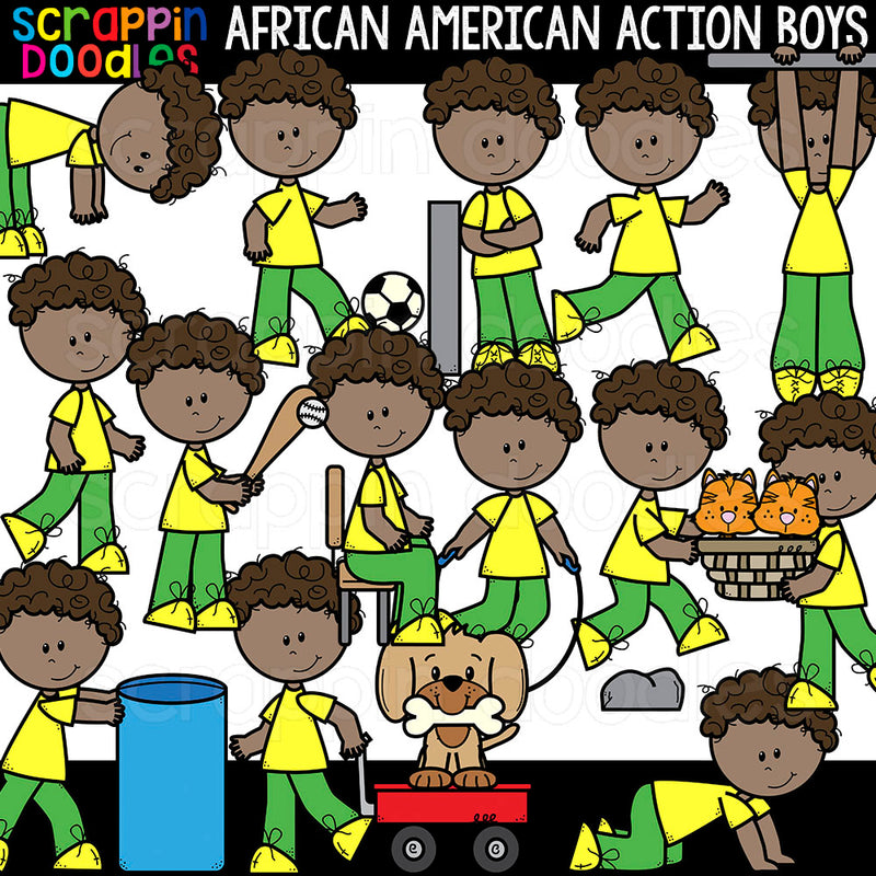 Multicultural Action Kids Clipart Bundle