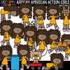 African American Action Girls Clipart