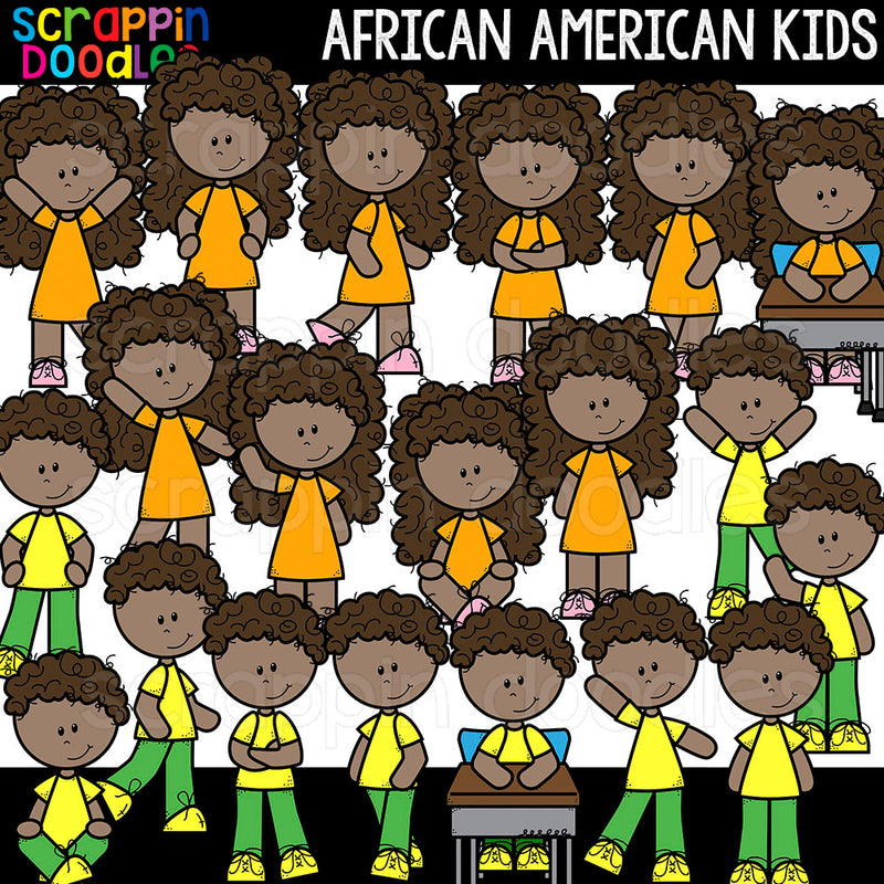 African American Kids Clip Art Commericial Use Multicultural Children