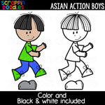 Multicultural Action Kids Clipart Bundle