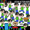 Asian Action Boys Clipart