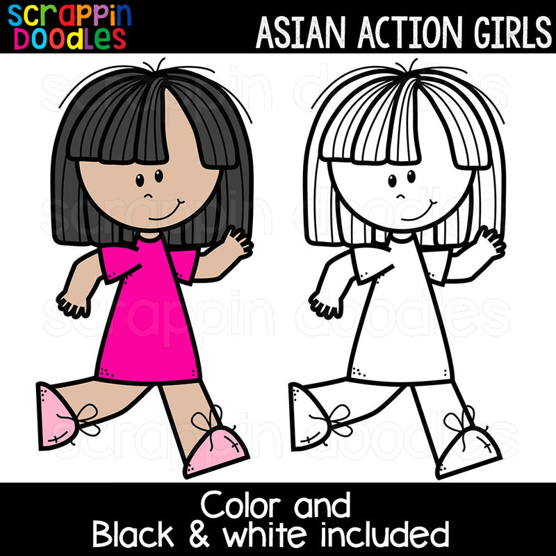 Asian Action Girls Clipart