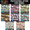 Multicultural Action Kids Clipart Bundle