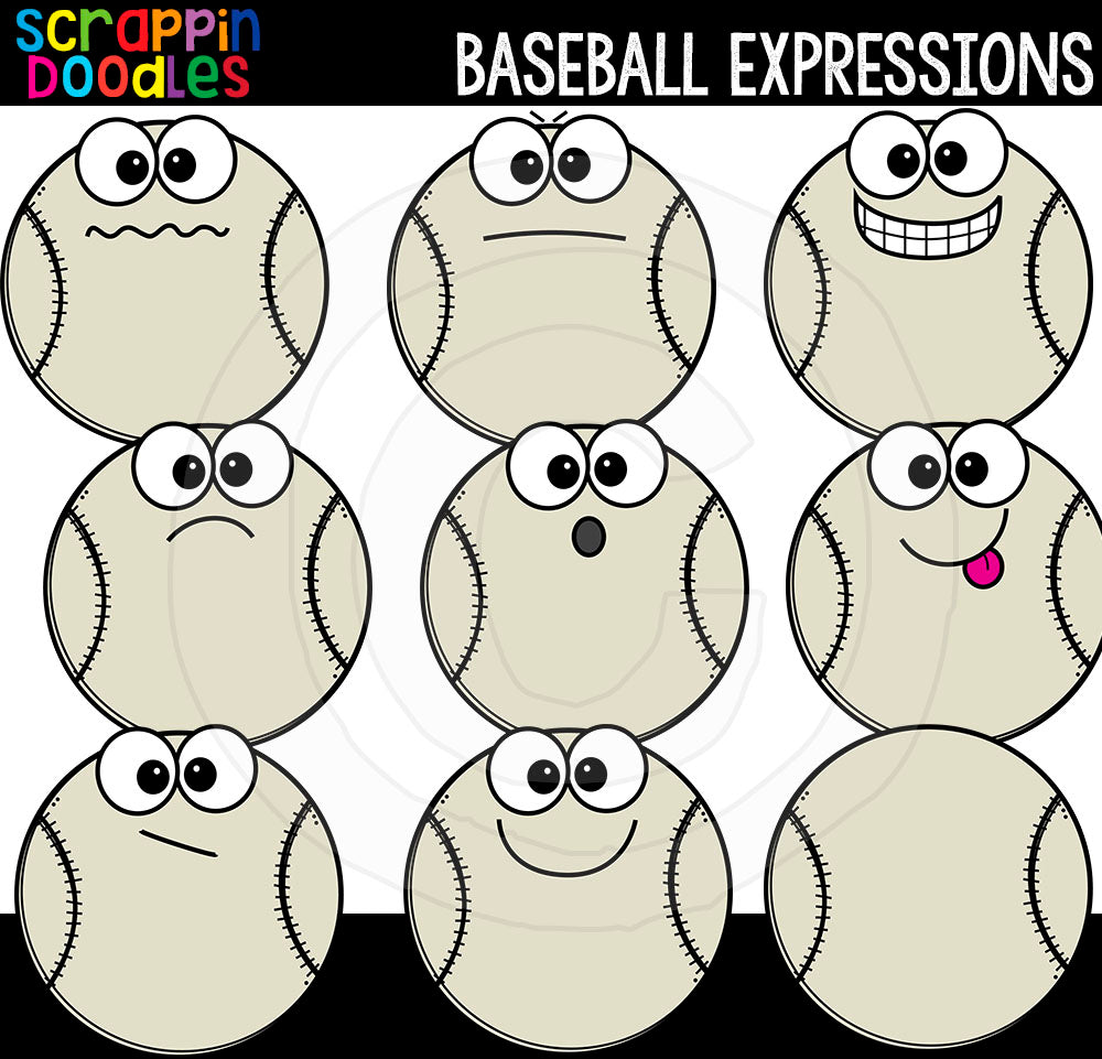 Baseball Facial Expressions Clip Art