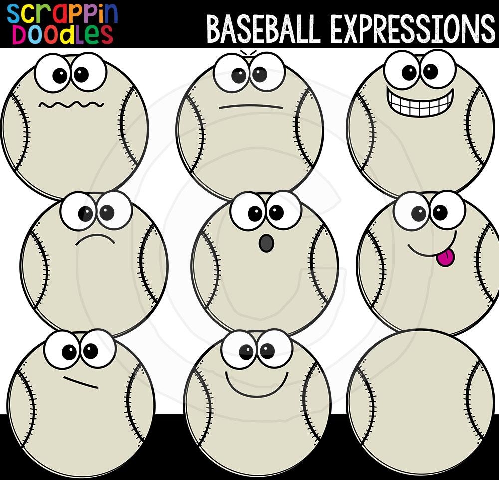 Baseball Facial Expressions Clip Art