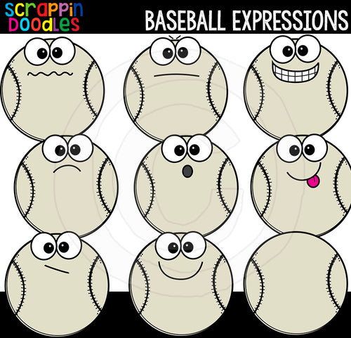 Baseball Facial Expressions Clip Art