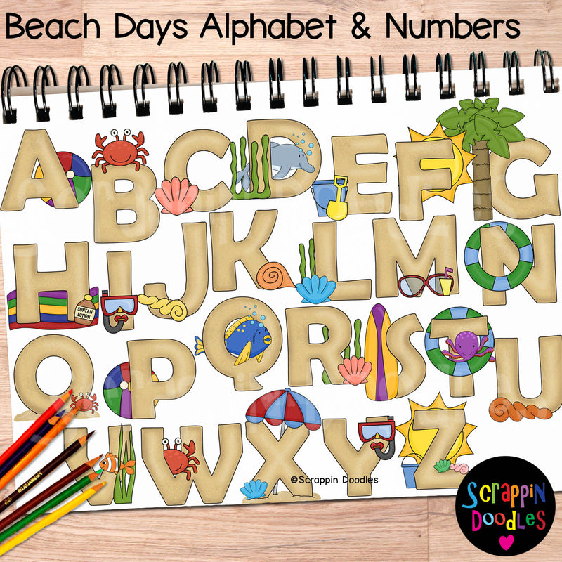Beach Days Summer Alphabet Clip Art