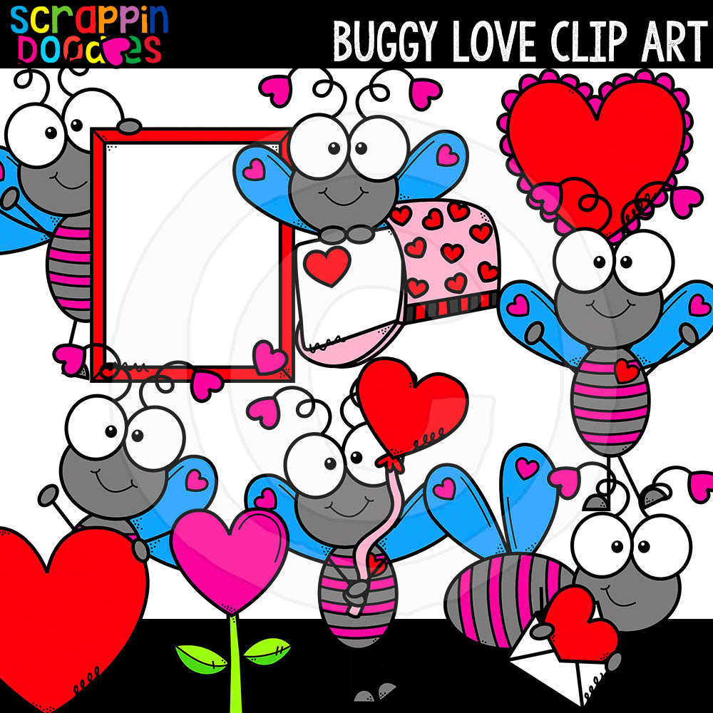Buggy Love Valentine's Day Clip Art Commercial Use