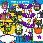 Cats and Bats Halloween clip Art