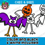 Cats and Bats Halloween clip Art